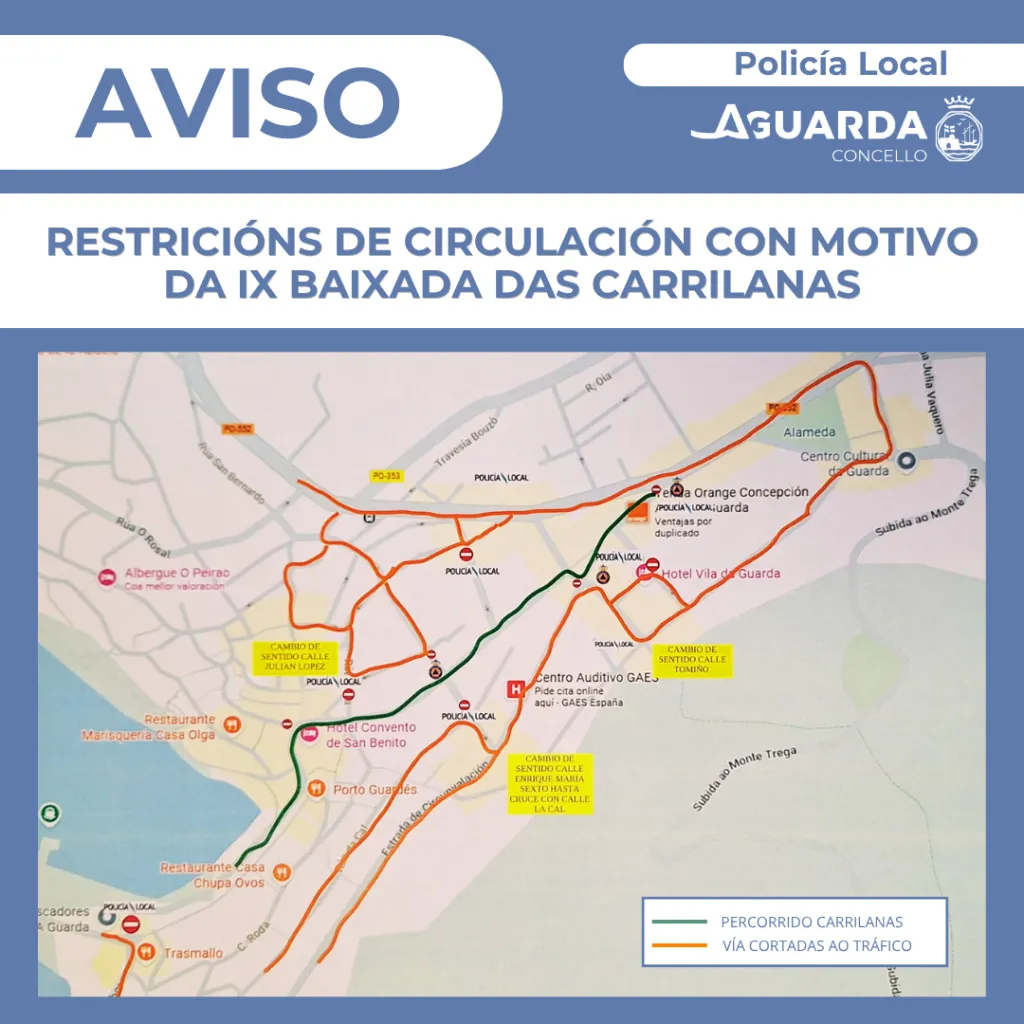 A Guarda corta el tráfico el sábado por la IX Baixada das Carrilanas