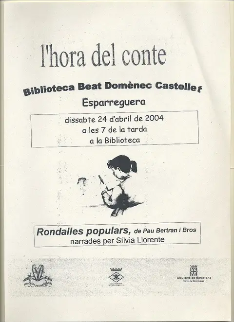 Nueva hora del conte para niños de 4 años en adelante en la Biblioteca Santa Oliva