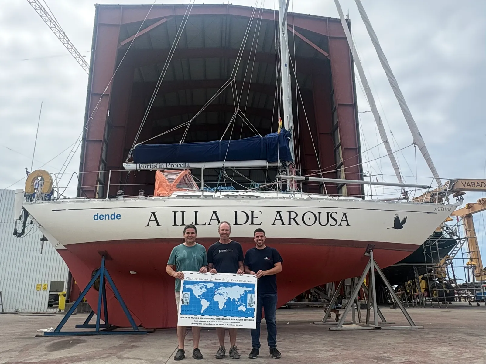 A Illa de Arousa despide a Matthew Wright con 21 cañonazos antes de su vuelta al mundo